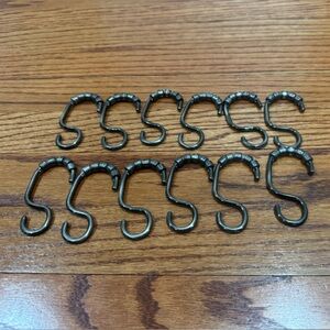 Metallic 12 Pc Metal S-Hooks for Shower Curtains